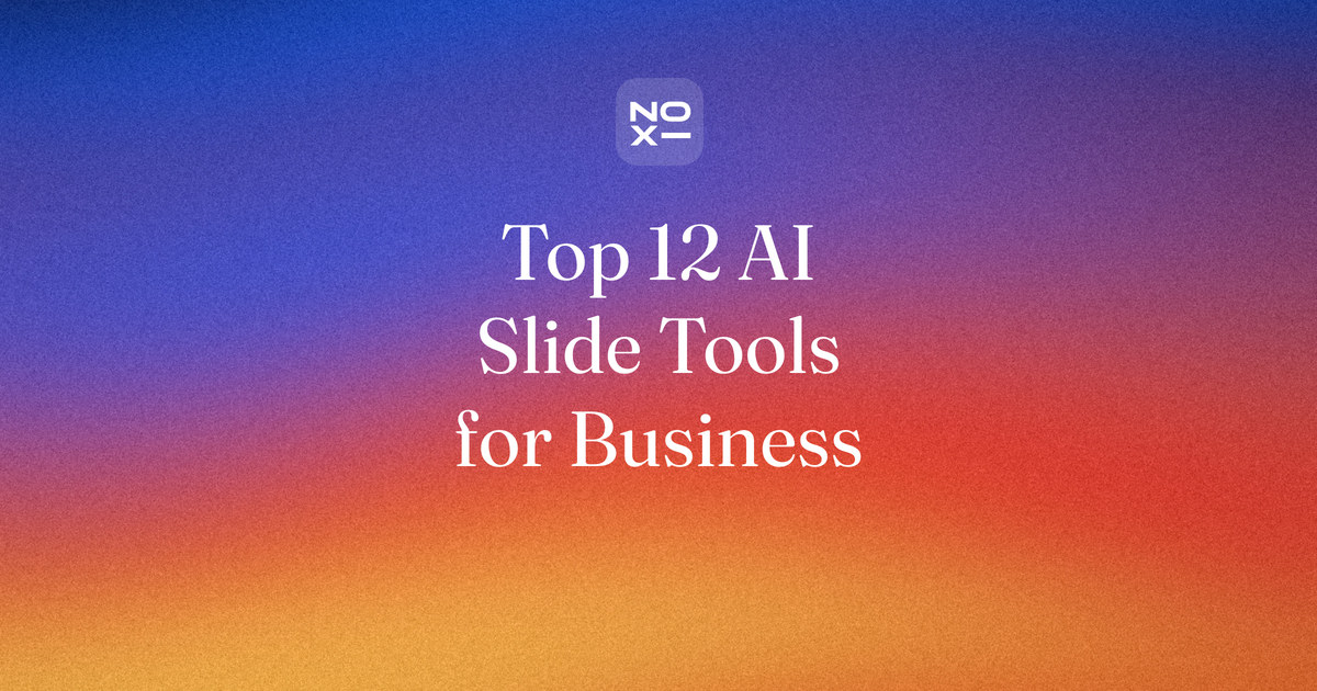 Top 12 AI presentation makers for business, September 2026 — cover ranking NOXI, Microsoft Copilot, Beautiful.ai, Pitch and Prezent for company decks