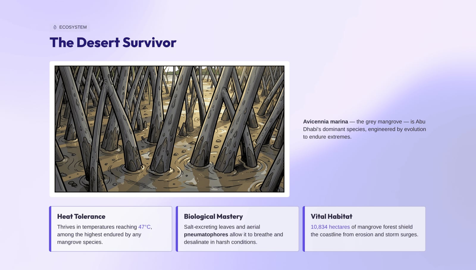 Slide from the Gamma-generated deck — Gamma's polished web-card layout with text and an AI illustration.