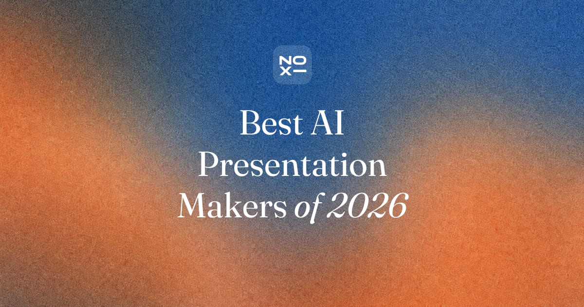 Best AI presentation makers in 2026 — guide cover comparing NOXI, Gamma, Canva, Beautiful.ai and Claude