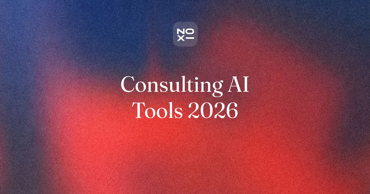 AI presentation tools for consultants, October 2026 ranking — NOXI guide cover: sixteen tools scored on seven criteria for action titles, data exhibits, template fidelity, editable PowerPoint and confidentiality