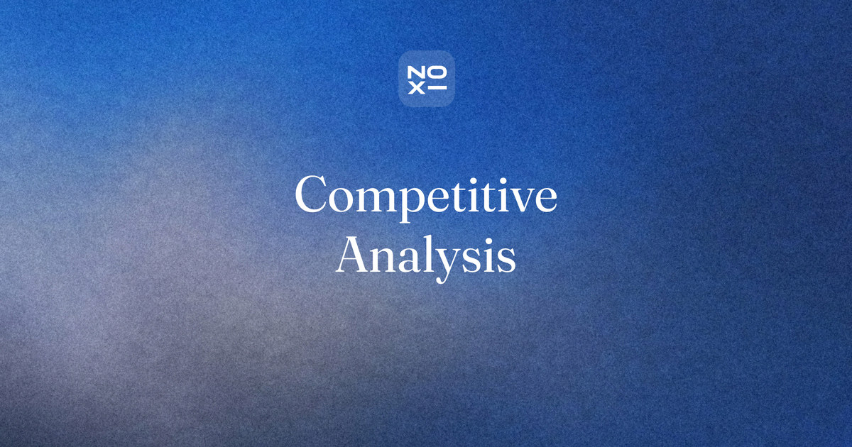 Competitive analysis presentation — NOXI guide cover: five slides from landscape to so-what, with every competitor claim backed by a dated source in an evidence ledger