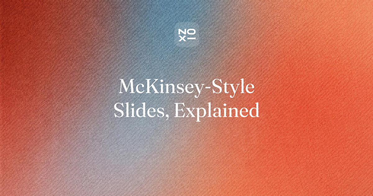 McKinsey-style slides 2026 — a topic-titled slide beside the same slide rebuilt with an action title, one highlighted bar and a source line