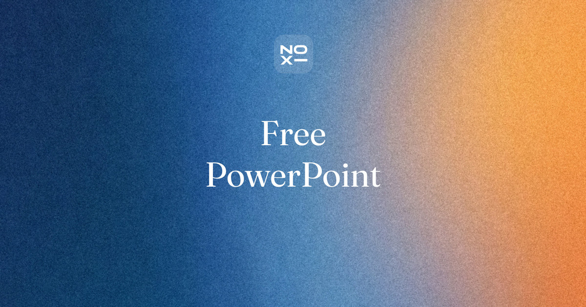 How to get PowerPoint for free, a NOXI blog cover: ten legal free PowerPoint routes, from PowerPoint for the web to ONLYOFFICE, scored on eight printed rules