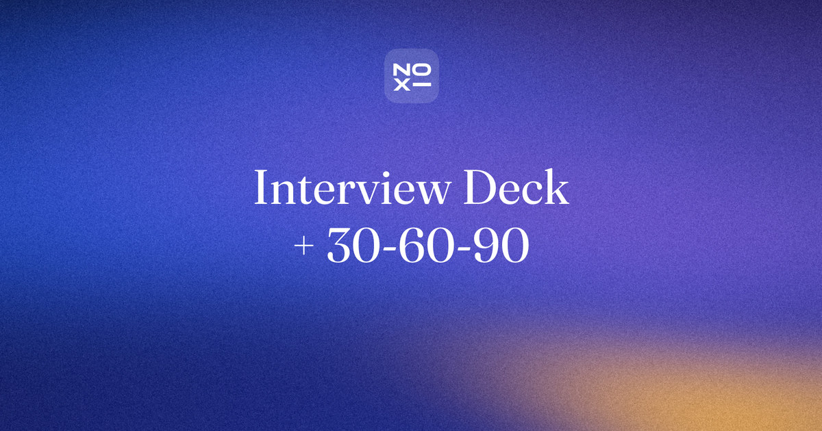 Job interview presentation guide: a 30-60-90 day plan laid out as a three-phase timeline, with a measurable outcome under each phase