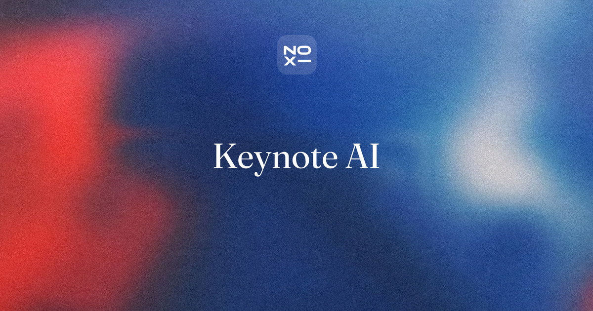 Keynote AI — NOXI comparison cover: what Apple Creator Studio adds to Keynote, its price and limits, scored on seven documented rules against NOXI, ChatGPT, Copilot, Gamma and Canva