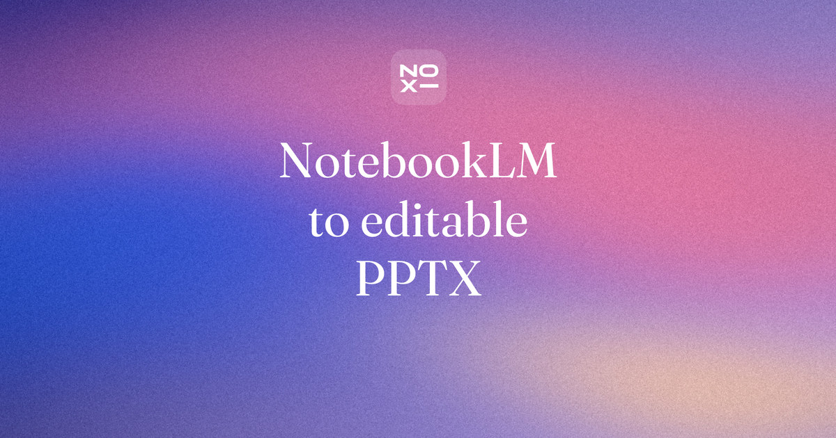 NotebookLM slides to editable PowerPoint, 2026: a Gemini Notebook slide selected as one picture in PowerPoint beside the same content rebuilt with live text
