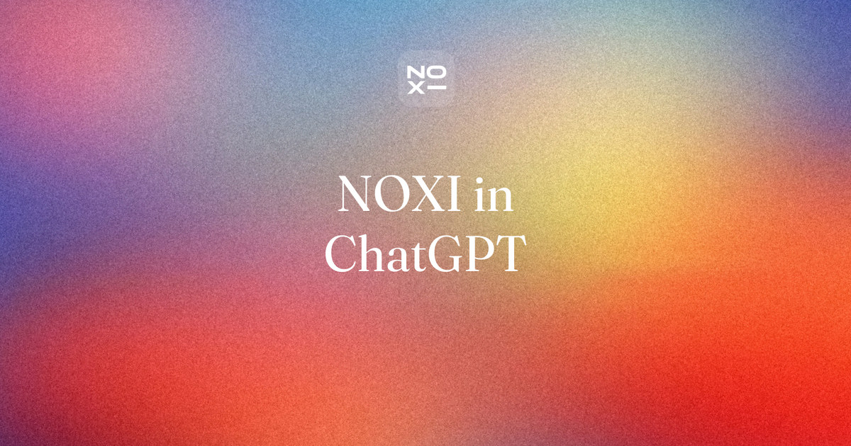 NOXI is now an official plugin in ChatGPT: announcement cover about making designed, editable presentations inside ChatGPT, with right-to-left Arabic decks