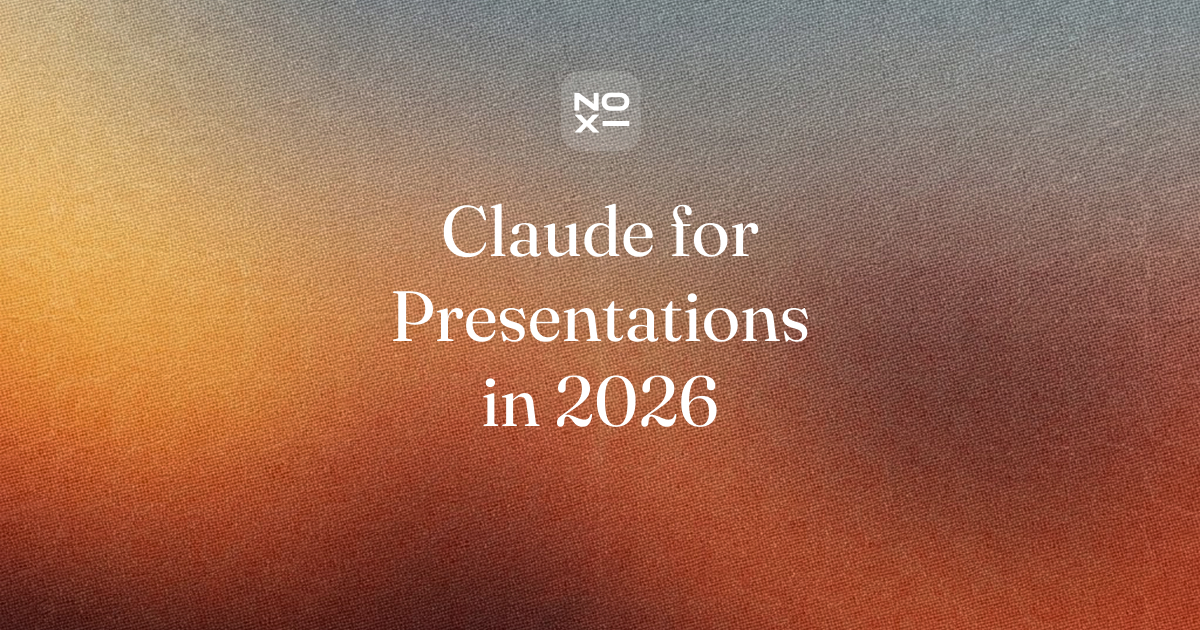 NOXI vs Claude for presentations 2026 — a finished consulting-grade deck versus Claude's smart but plain, HTML-first slides