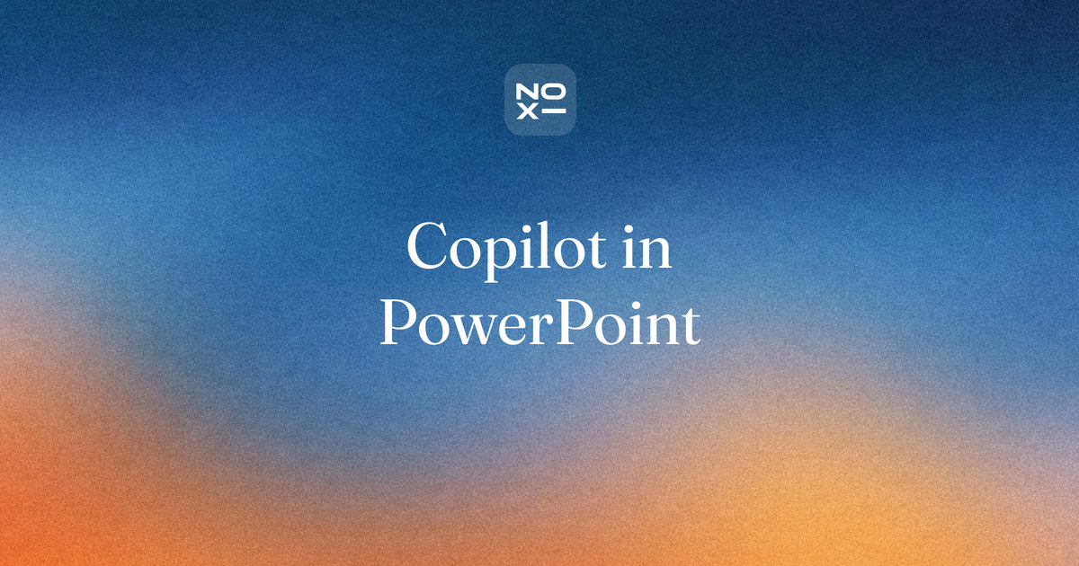 Copilot in PowerPoint vs NOXI comparison cover: already in PowerPoint but not on every plan or device, scored 83 and 98 on seven documented criteria checked on 26 October 2026