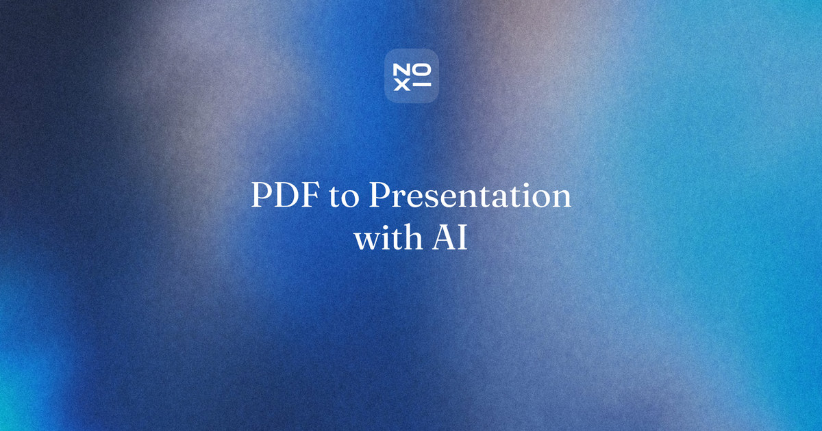 PDF to presentation with AI 2026 — a dense report page beside the same content rebuilt as a designed, cited slide