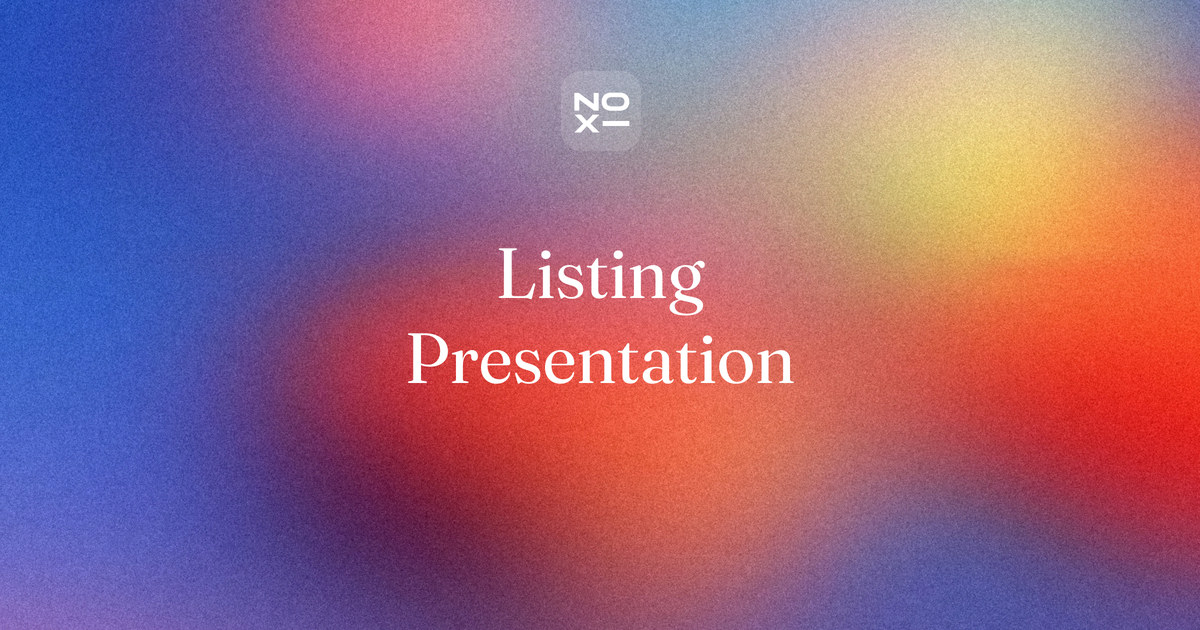 Real estate listing presentation — NOXI guide cover: price the home with proof, three adjusted comparables, the range they make, the seller's net and the date the price will be reviewed