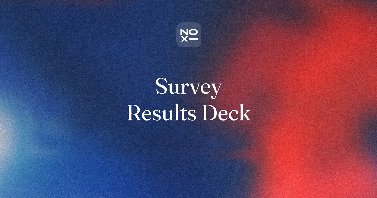 Survey results presentation — NOXI guide cover: show every survey result with its base and its margin, so a percentage is never a rumour and a change inside the margin is called no change