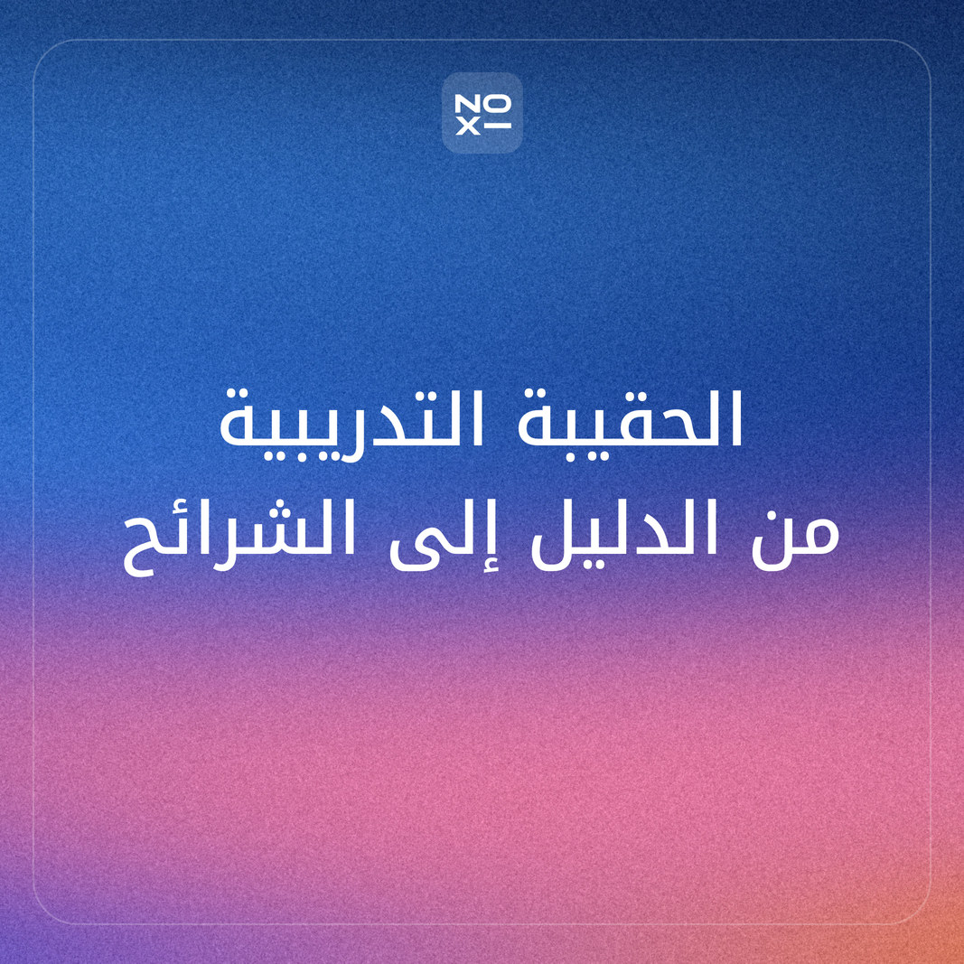 الحقيبة التدريبية وعرض ورشة العمل — المكونات السبعة، والجلسة شريحةً شريحة، والأنشطة والتقييم، ومن دليل المدرّب إلى عرضٍ بهوية مركزك